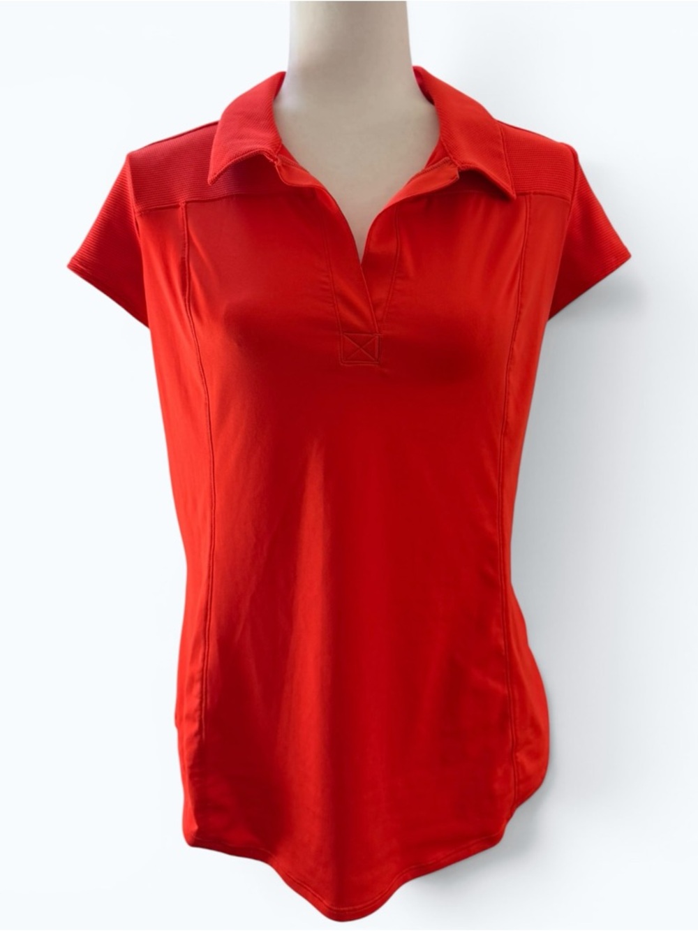 Athleta Red Short-Sleeve Polo Top, Size M, MSRP $75